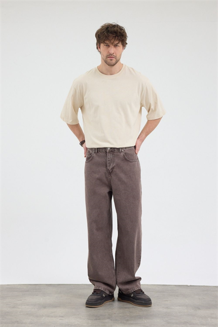 Erkek Loose Fit Kahverengi Pantolon