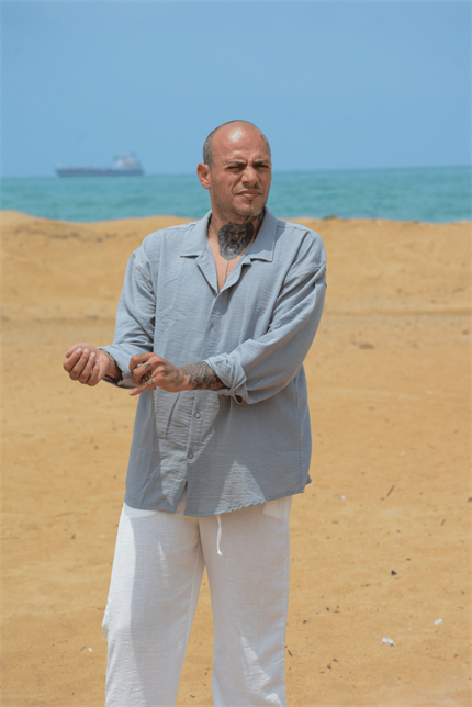 Erkek Oversize Gri Keten Gömlek