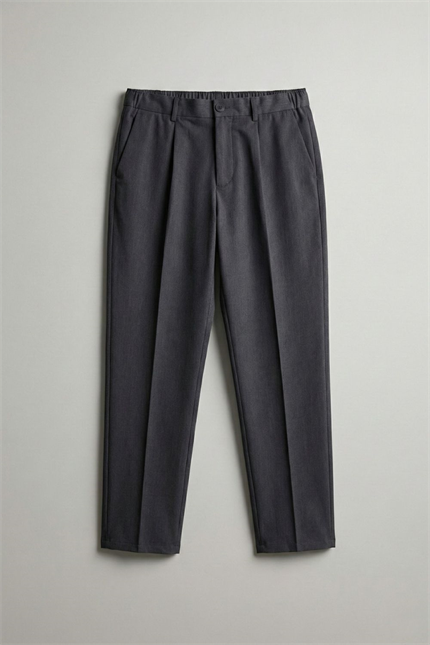 Erkek Pileli Havuç Kesim Füme Kumaş Pantolon