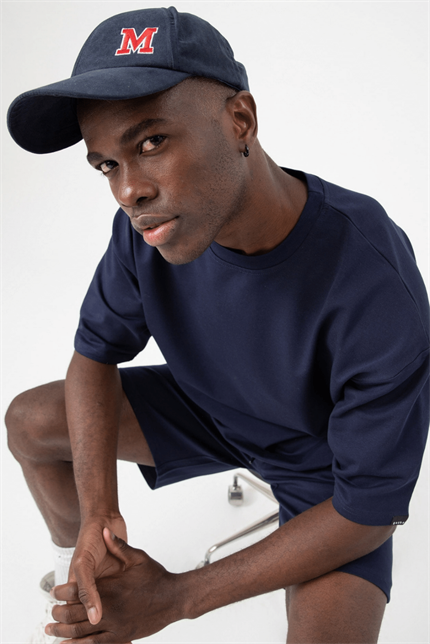 Erkek Plain Oversize Lacivert T-Shirt