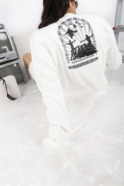 Erkek Reincarnation Oversize Beyaz Sweatshirt