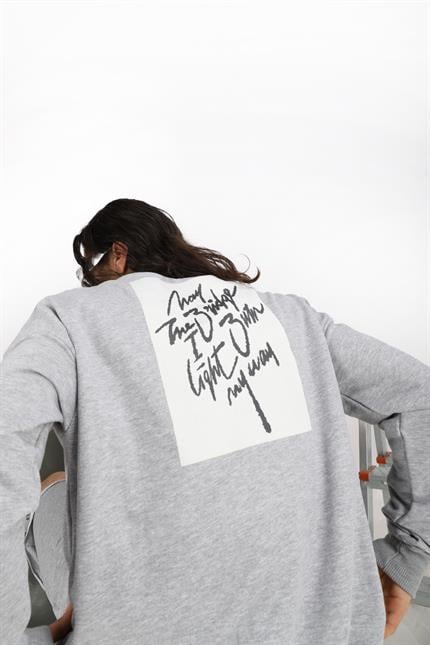 Erkek Burn Oversize Gri Sweatshirt