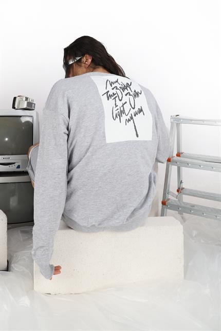Erkek Burn Oversize Gri Sweatshirt