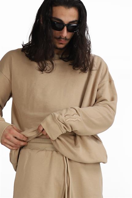 Erkek Reincarnation Oversize Bej Sweatshirt