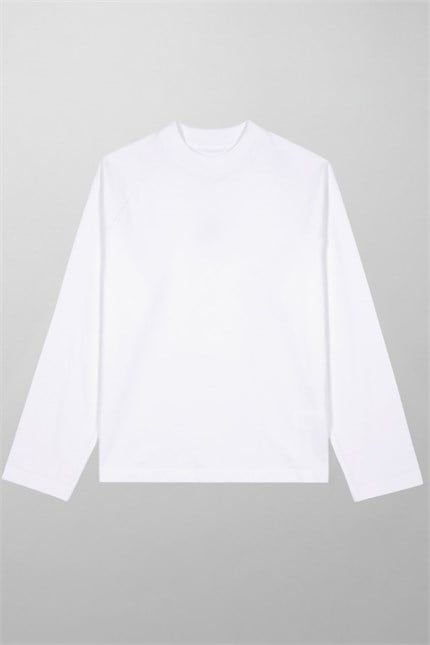 Erkek Reglan Uzun Kollu Beyaz T-Shirt