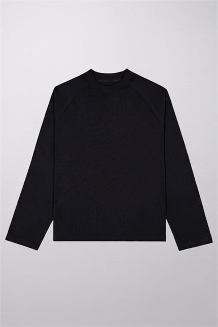 Erkek Reglan Uzun Kollu Siyah T-Shirt