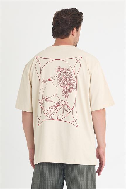 Erkek Relaxed 003 Oversize Krem T-Shirt