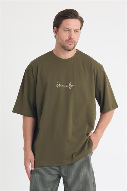 Erkek Relaxed 004 Oversize Haki T-Shirt