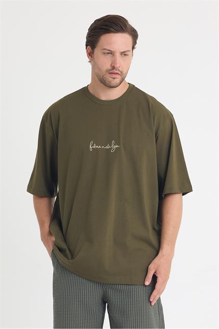 Erkek Relaxed 004 Oversize Haki T-Shirt