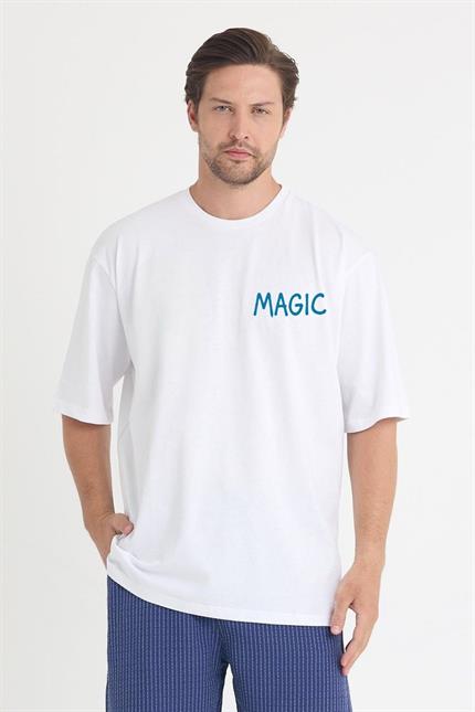 Erkek Relaxed 007 Oversize Beyaz T-Shirt