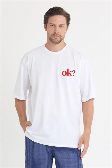 Erkek Relaxed 008 Oversize Beyaz T-Shirt