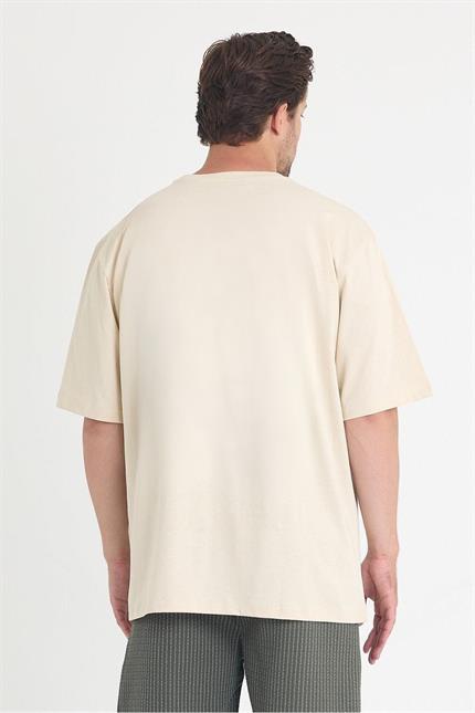 Erkek Relaxed 012 Oversize Krem T-Shirt