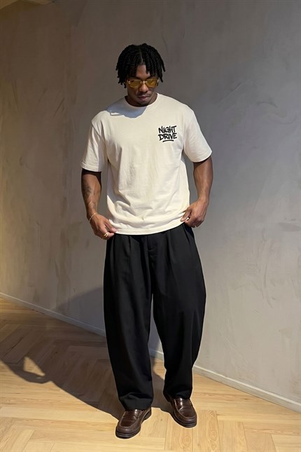 Erkek Relaxed 012 Oversize Krem T-Shirt