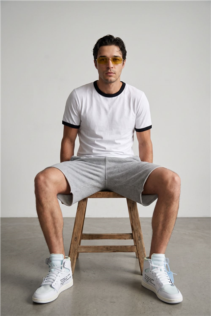 Erkek Ringer Beyaz T-Shirt