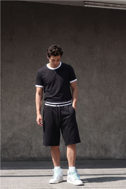 Erkek Ringer Siyah T-Shirt