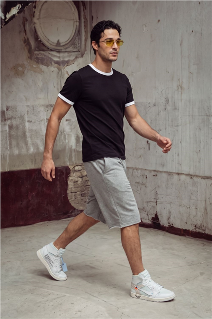 Erkek Ringer Siyah T-Shirt