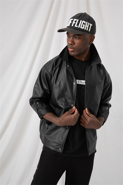 Erkek Siyah Deri Ceket