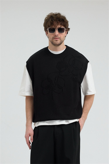 Erkek Siyah Jakarlı Süveter