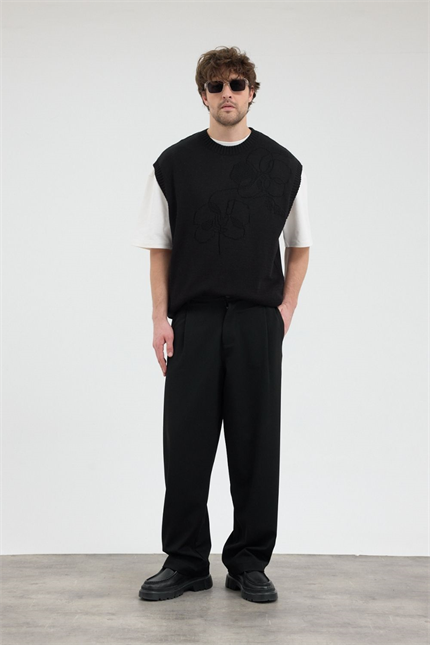 Erkek Siyah Jakarlı Süveter