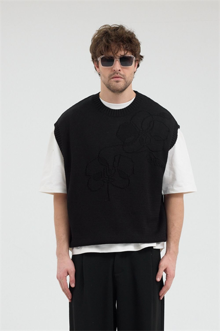 Erkek Siyah Jakarlı Süveter