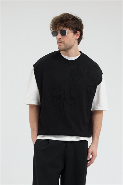 Erkek Siyah Jakarlı Süveter