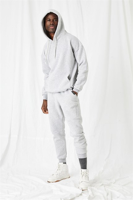 Erkek Stay Oversize Gri Hoodie Sweatshirt