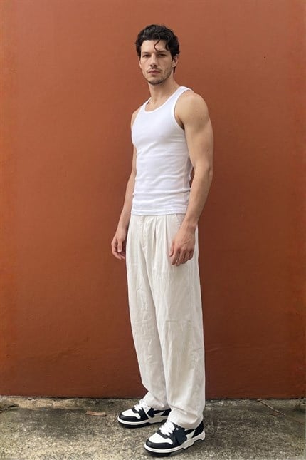 Erkek Tank Top Beyaz Atlet