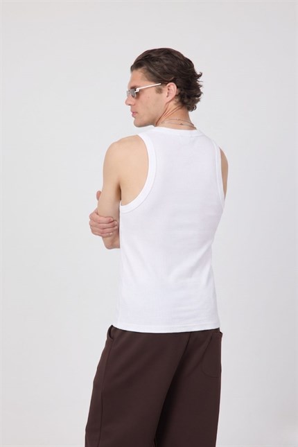 Erkek Tank Top Beyaz Atlet