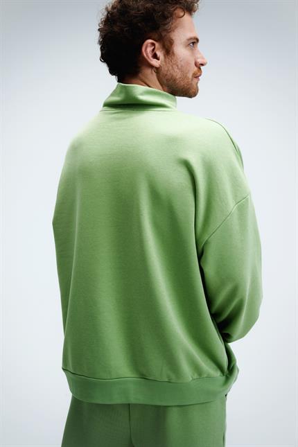 Erkek Timeless Fermuarlı Fıstık Yeşili Sweatshirt