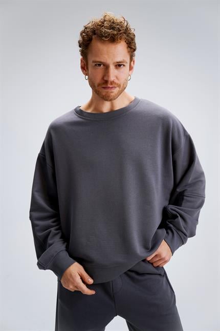 Erkek Timeless Oversize Antrasit Sweatshirt