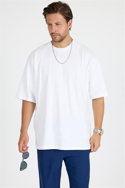 Erkek Timeless Oversize Beyaz T-Shirt