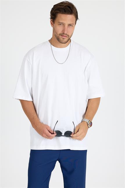 Erkek Timeless Oversize Beyaz T-Shirt