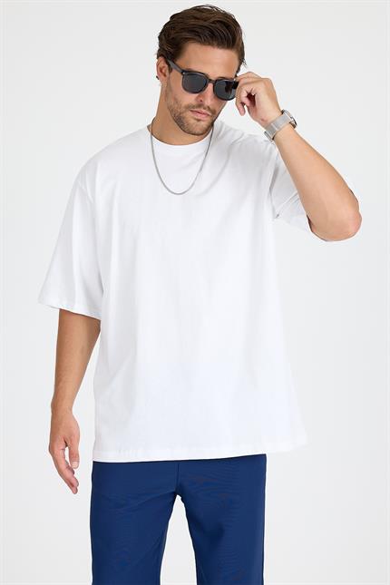 Erkek Timeless Oversize Beyaz T-Shirt