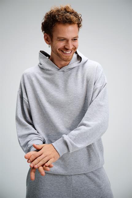 Erkek Timeless Oversize Gri Hoodie Sweatshirt