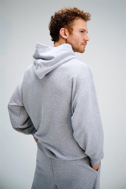 Erkek Timeless Oversize Gri Hoodie Sweatshirt