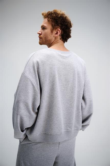 Erkek Timeless Oversize Gri Sweatshirt