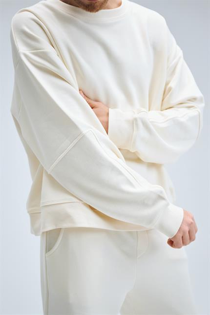 Erkek Timeless Oversize Krem Sweatshirt