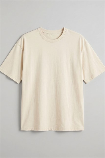 Erkek Timeless Oversize Krem T-Shirt