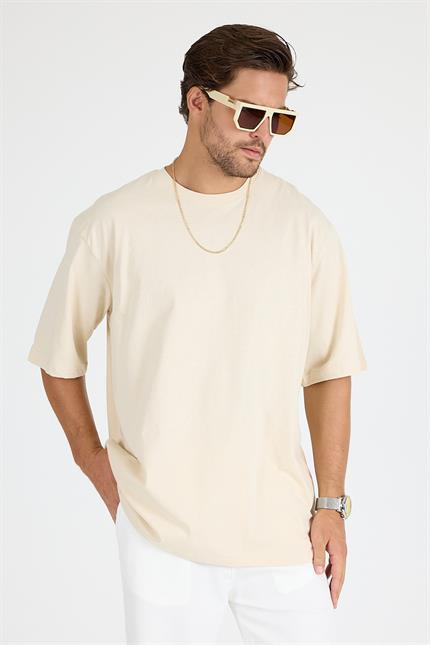 Erkek Timeless Oversize Krem T-Shirt