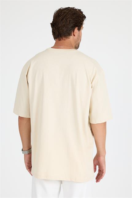 Erkek Timeless Oversize Krem T-Shirt
