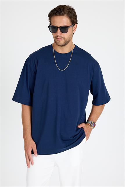 Erkek Timeless Oversize Lacivert T-Shirt