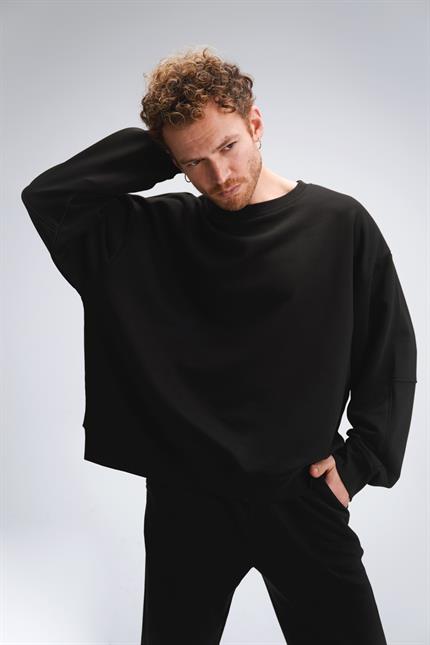 Erkek Timeless Oversize Siyah Sweatshirt