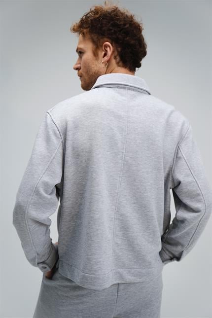 Erkek Timeless Polo Yaka Gri Sweatshirt