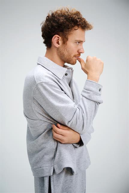 Erkek Timeless Polo Yaka Gri Sweatshirt
