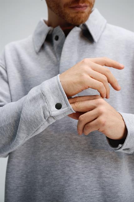 Erkek Timeless Polo Yaka Gri Sweatshirt