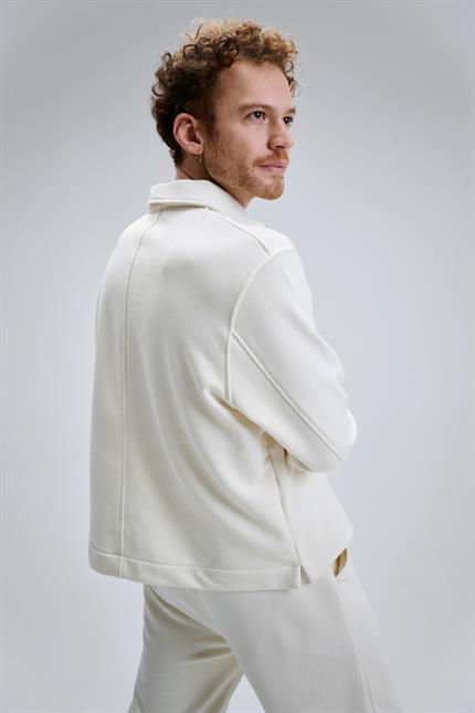 Erkek Timeless Polo Yaka Krem Sweatshirt