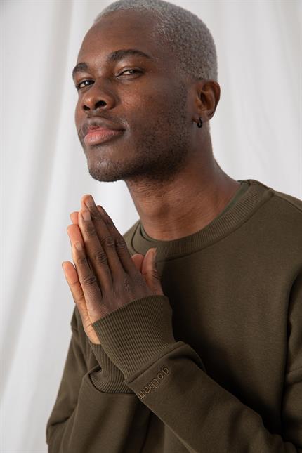 Erkek Vibe Oversize Haki Sweatshirt