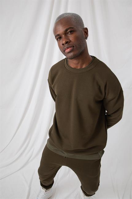 Erkek Vibe Oversize Haki Sweatshirt