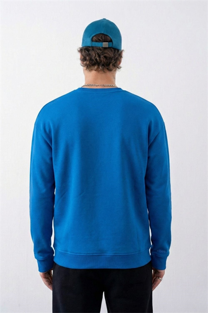 Erkek Vibe Oversize Mavi Sweatshirt