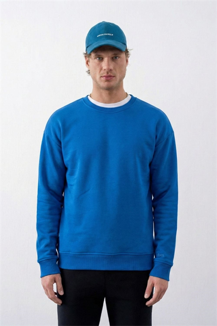 Erkek Vibe Oversize Mavi Sweatshirt